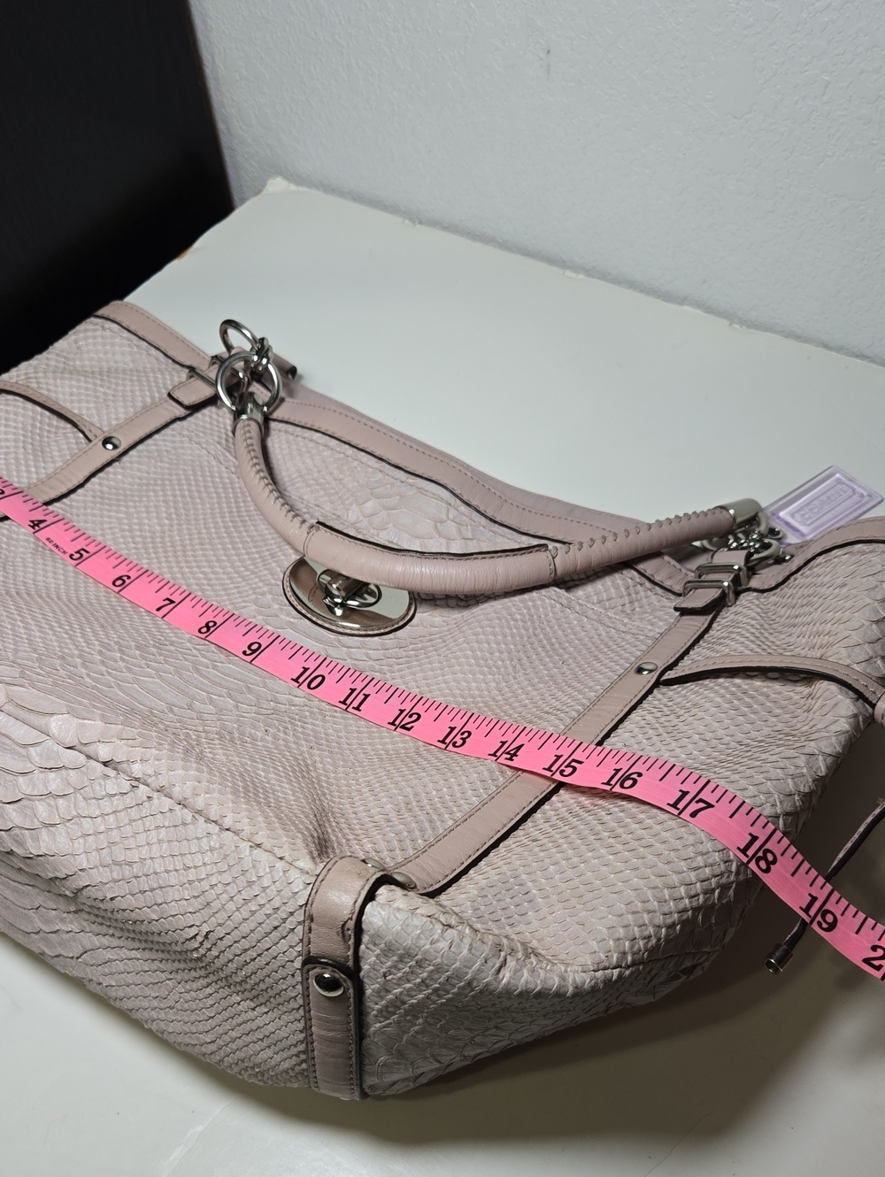 COACH Audrey Pinnacle Embossed Exotic Cinch East West Tote #19585 Mauve Pink - Picture 15 of 15